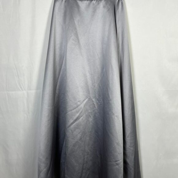 Vintage Adrianna Papell Satin Maxi Skirt (Size 6) silver gray luxe party wedding - Picture 1 of 6